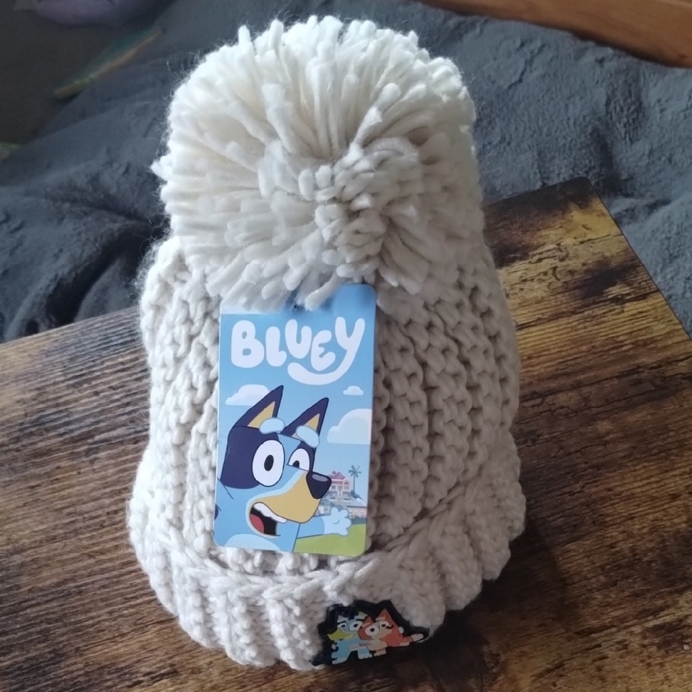 Bluey Cream Pom-Pom Toddler Beanie
